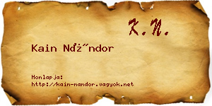 Kain Nándor névjegykártya