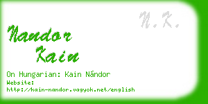 nandor kain business card